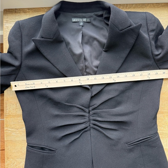 Lafayette 148 Black 100% wool Blazer Ruched front Size 8 - Picture 10 of 12